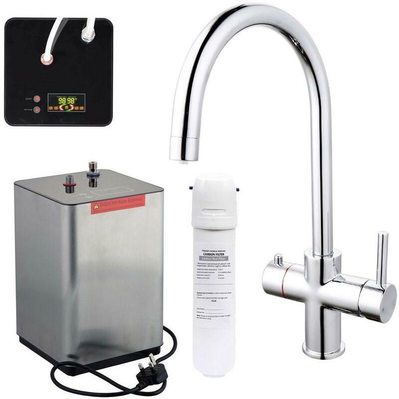 3 in 1 Instant Boiling Hot Water Kitchen Tap Curved Design Filter & Digital Tank