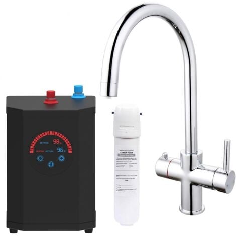 3 in 1 Instant Boiling Hot Water Kitchen Tap Curved Design Filter & Digital Tank