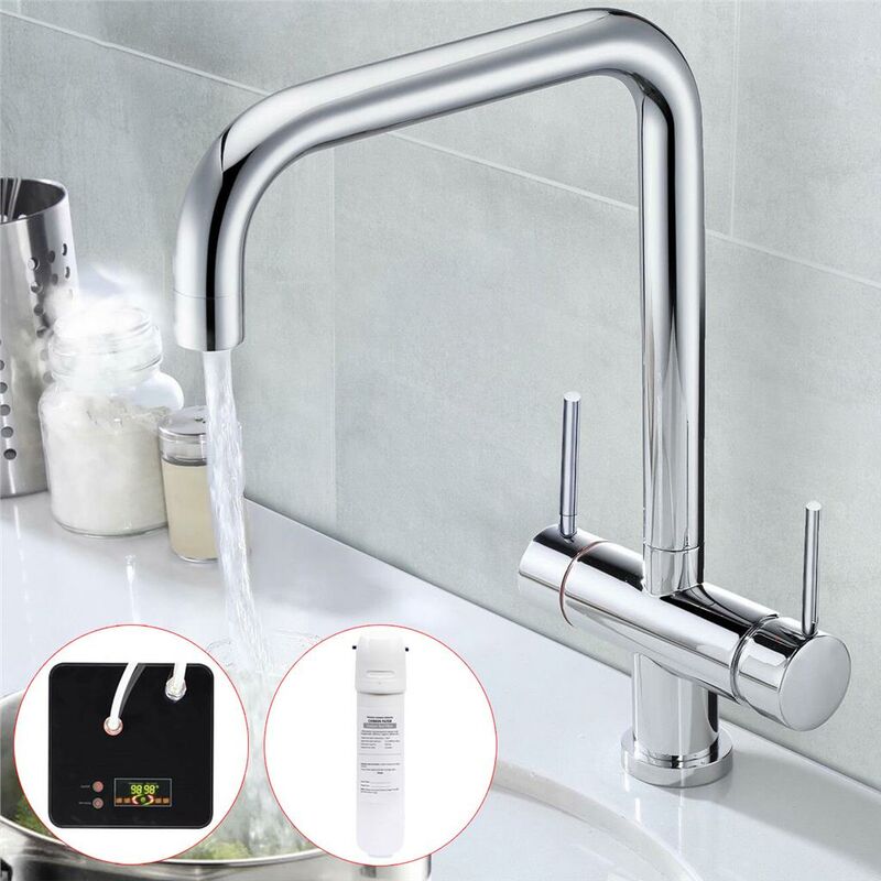 3 in 1 Instant Boiling Water Tap Twin Handle Kitchen Tap Filter & Digital Tank