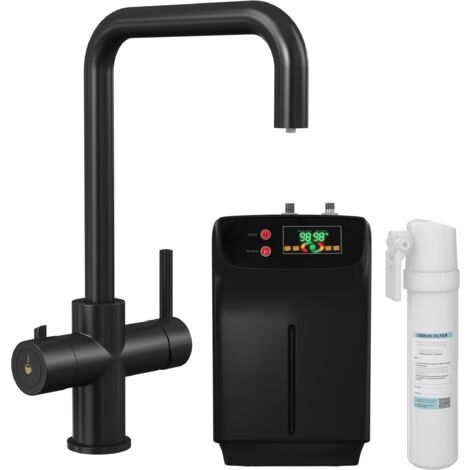 3 in 1 Instant Hot Water Kitchen Sink Tap with Tank and Filter - Matt Black - Modern Mixer Tap by Balterley