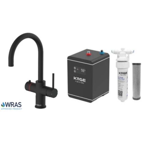 3 in 1 Instant Hot Water Kitchen Tap Swan Spout Matte Black Finish