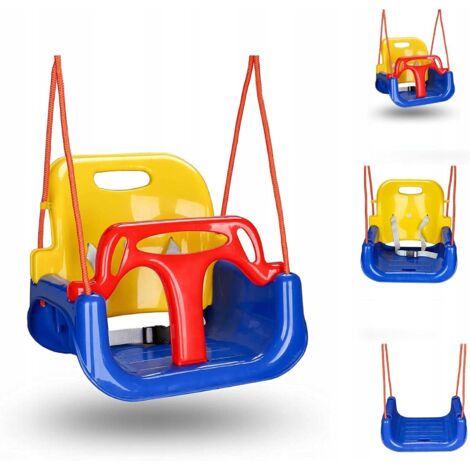3-in-1 Kinderschaukel Babyschaukel Outdoor Babyschaukel Verstellbar mit Rückenlehne Kinderschaukel Indoor Kinderschaukelsitz Kleinkinderschaukel (Blau)