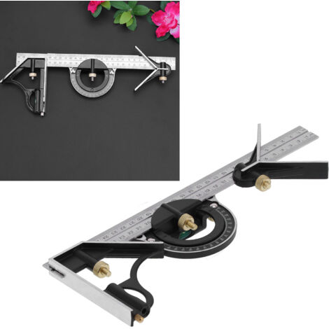 3-in-1 Kombinations-Winkelmesser mit Winkelmesser – 300-mm-Winkelmesser und Anreißnadel aus Edelstahl – Vielseitiges Werkzeug für Holzbearbeitung und Bauwesen