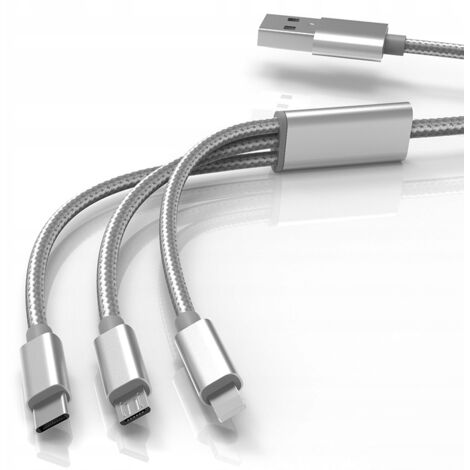 3-in-1-Ladekabel TYPE-C Lightning USB-C 5A, 1,2 m
