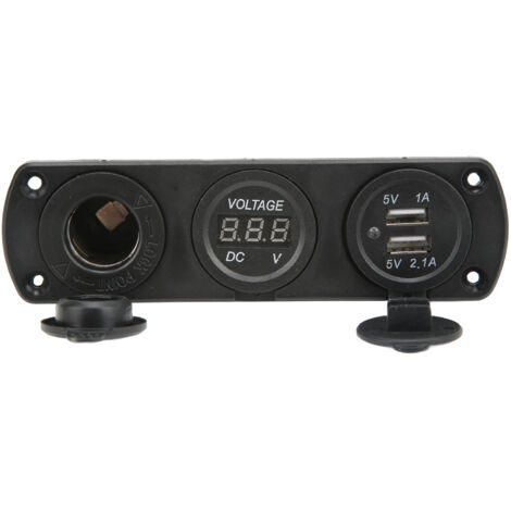 3-in-1-Ladepanel für LKWs, Boote und Wohnmobile mit zwei USB-Anschlüssen, Zigarettenanzünder und LED-Voltmeter