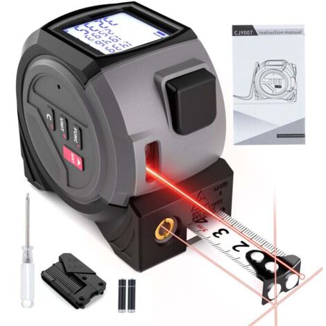 3-in-1-Laser-Entfernungsmesser, 5 m langes wiederaufladbares Maßband, Messwerkzeug mit beweglichem Magnethaken und 40 m langem Laser, Pythagoras-Modus, frei wechselbare Einheit