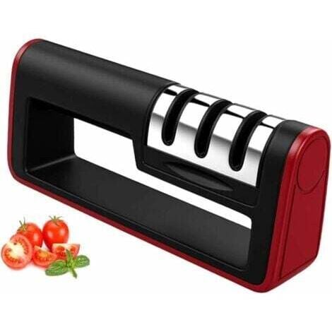 SNQ 3-in-1 Messerschärfer, professioneller Küchenmesserschärfer für verschiedene Größen von Edelstahl- und Keramikmessern (rutschfeste Basis)