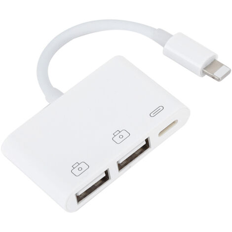 3-in-1 OTG-Adapter für iOS mit USB-Hub, Speicherkartenleser und Tastatur-/Maushalterung