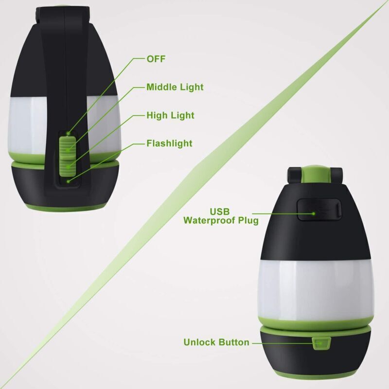 3-in-1 Rechargeable Camping Flashlight, Table Lamp, Lantern, Camping Tent, Deformable Flashlight, Work Light with 2000mAh Battery, LED,