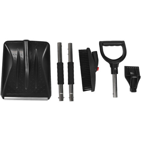 3-in-1-Schneeschaufel fürs Auto, ausziehbar, abnehmbar, drehbar, Edelstahl, Weiß/Silber – 6-teiliges Notfallset