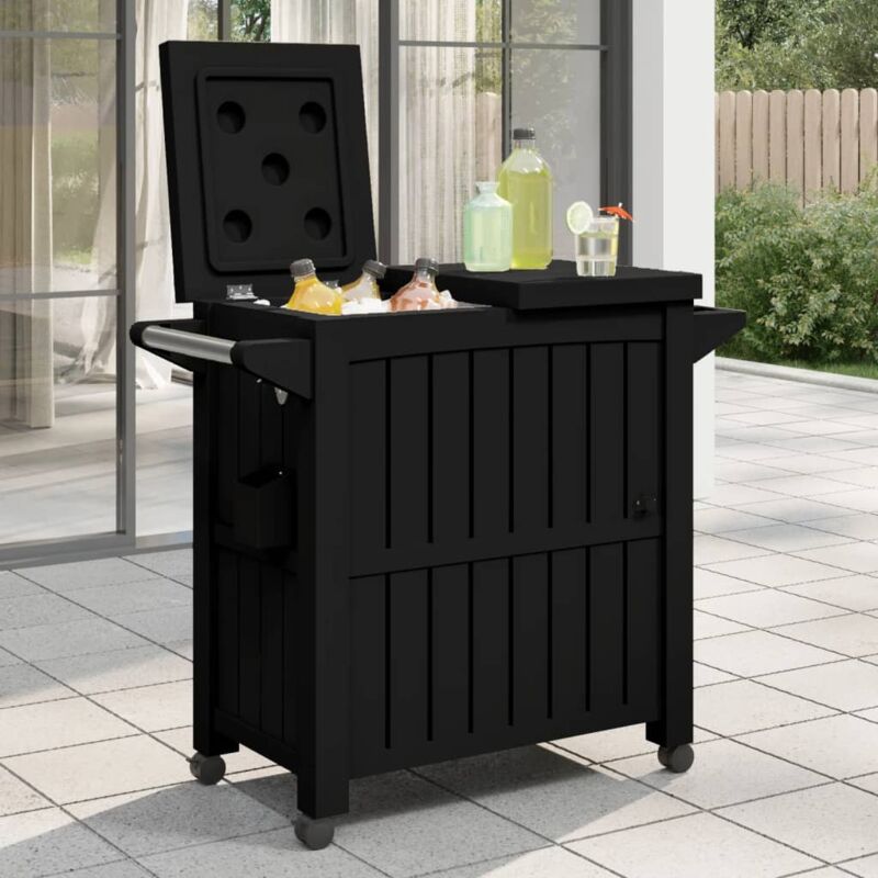 vidaXL 3-in-1 Serving Cart Black Polypropylene, Black
