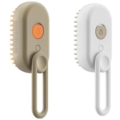 3-in-1 silicone massage brush for cats and dogs, massage steam brush, tangle and shedding remover, pet steam brush, orange and white
