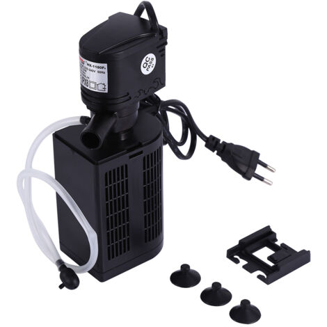 3-in-1-Tauchfilter für Aquarien mit Sauerstoffpumpe und Luftreiniger – Schwarzes ABS, 12 W, für Aquarien  40 cm