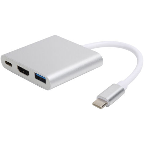 3-in-1 USB-C 3.1 Adapter, Hub, Konverter, Dockingstation, 4K High Definition Multimedia Interface, Silber