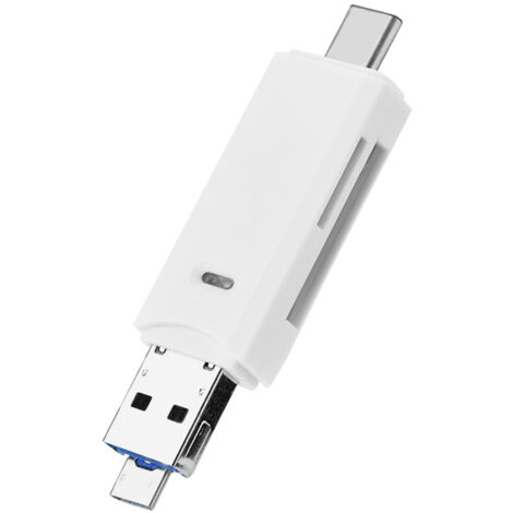 3-in-1 USB-C- und Micro-USB-Speicherkartenleser mit OTG-Anschluss, Weiß für kompakte Aufbewahrung