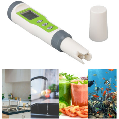3-in-1 Wasserqualitäts-Teststift mit Pulvererkennung – Präzise automatische Messung von EC, Temperatur und pH-Wert für Aquarium, Spa, Pool, Wein, Haushalt und mobiles Labor