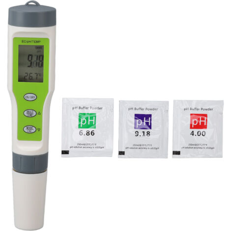 3-in-1 Wasserqualitätsprüfstift – Misst präzise pH-Wert, Temperatur und Leitfähigkeit (EC) mit Detektionspulver