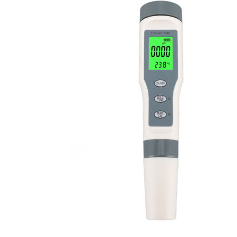 3-in-1-Wassertester  pH-Wert, TDS, Salzgehalt, Temperatur  Wasserdicht (IP65)  pH-Bereich: 0,00–14,00  Für Schwimmbäder, Aquarien und Teiche
