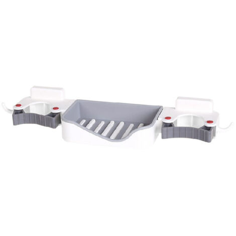 3 In1 Mop Soap Holder Household Mop Clip Wall Mount Hook Bathroom Drain Rack Soap Holder Broom Card Holder for Kitchen Toilet White Free Size