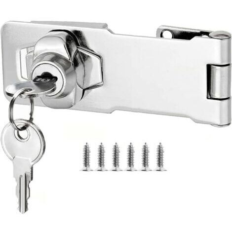 3 Inch cadenas à loquet porte en avec différentes clés, moraillon de verrouillage, serrure boîte aux lettres, fermoir cadenas serrure placard verrou porte pour tiroir, d'armoire, armoire siver