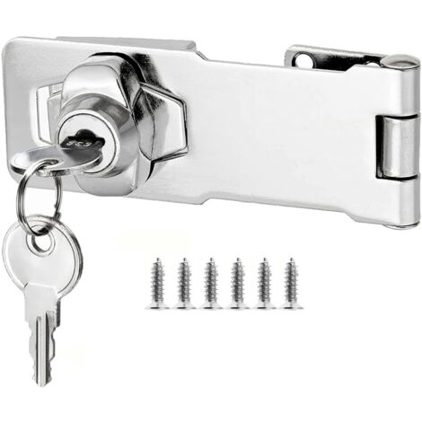 3 Inch cadenas à loquet porte en avec différentes clés, moraillon de verrouillage, serrure boîte aux lettres, fermoir cadenas serrure placard verrou porte pour tiroir, d'armoire, armoire siver