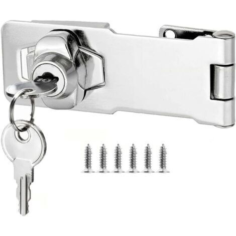 3 Inch cadenas à loquet porte en avec différentes clés, moraillon de verrouillage, serrure boîte aux lettres, fermoir cadenas serrure placard verrou porte pour tiroir, d'armoire, armoire siver