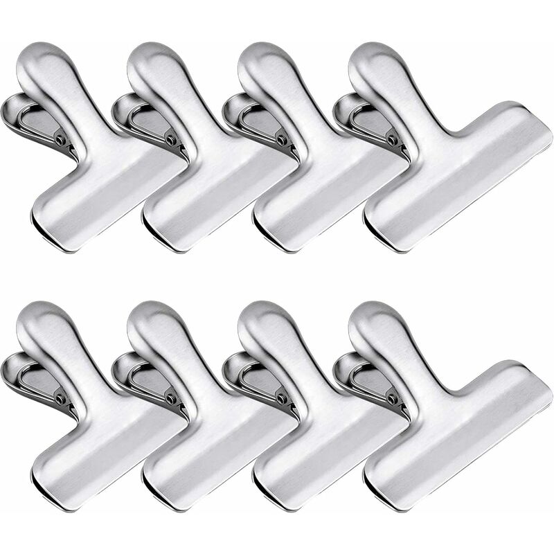 Gdrhvfd - 3 Inch Medium Duty Stainless Steel Chip Bag Clips for Coffee and Food Potato Bags, for Kitchen and Office - No Sharp Edges (8 Pack)