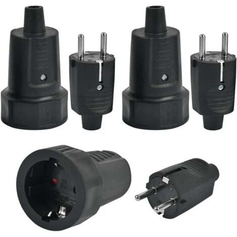 3 IP44-Stecker und 3 Buchsen, 2-poliger 250-V-16-A-Stecker, IP44-Stecker mit Gummidichtung, wasserdichte Steckdose, Stecker und Buchsen für den Außenbereich, für 6–10 mm² Kabel