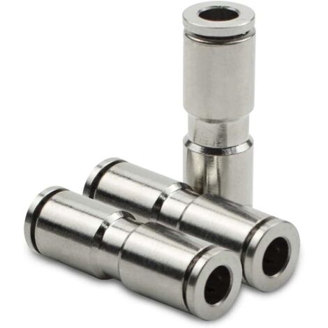 3 juntas neumáticas de 8 mm con conexión a presión, adaptador de línea de aire de PU de liberación rápida de latón niquelado de 2 vías