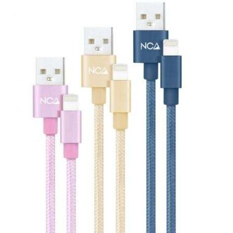 3 Kabel Lightning zu Usb 2.0 Rosa / Gold / Blau 1m Nanokabel 10.10.0401-co2
