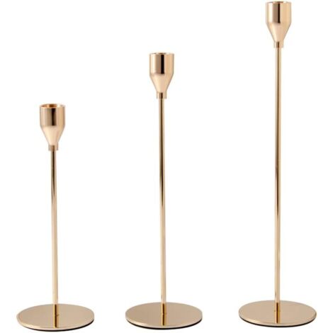 3-Kerzenhalter, moderner, goldener Stehkerzenständer
