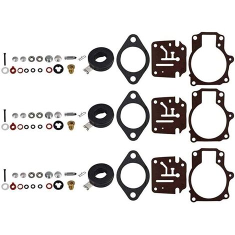 3 kits de reparación de carburador y flotador para Evinrude 396701 65 70 75-Crezuo
