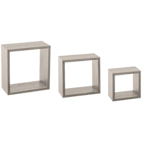 3 kleine wandregale fixy würfel effekt eiche grau - 5five