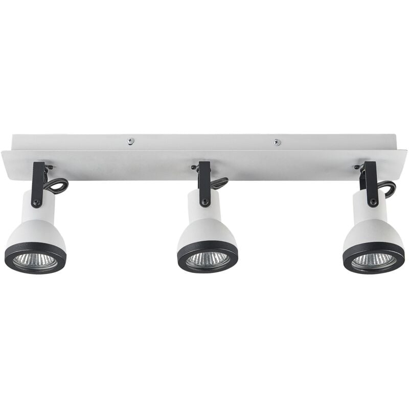 Beliani - 3 Lampes de Plafond Montées sur Cadre Rectangulaire Façon Spot Métal Blanc et Noir Baro