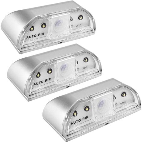 3 lampes de serrure - Veilleuse - Lampe de porte sans fil infrarouge PIR avec détecteur de mouvement - 4 LED - Convient pour les serrures de porte, les cuisines, les couloirs et les cages d'escalier