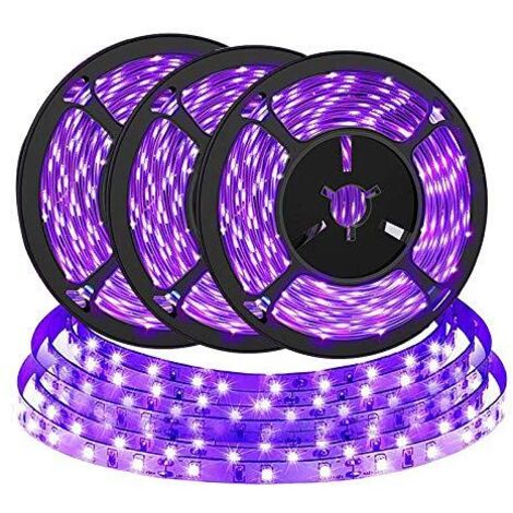 3 Lampes LED UV Violette 395-400nm, barre lumineuse 2m (30 LEDs/m), USB/alimentation, pour stérilisation, inspection billets