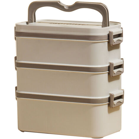 3 Layer Lunch Box 304 Stainless Steel Stackable Portable Large Capacity Bento Box for Kids Adults Students Khaki