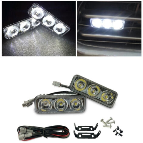 Комплект Предни Мощни 3 Led Лед Диодни Дневни Светлини 12V 3W НОВИ