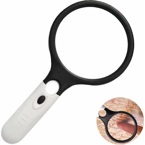 3 LED Illuminated Reading Magnifier Magnifying Magnifying Glass Visually Impaired Lighting 3X 45X Lightweight Portable Handheld Light for Jeweler Reader Artist Elderly Christmas Birthday Gift