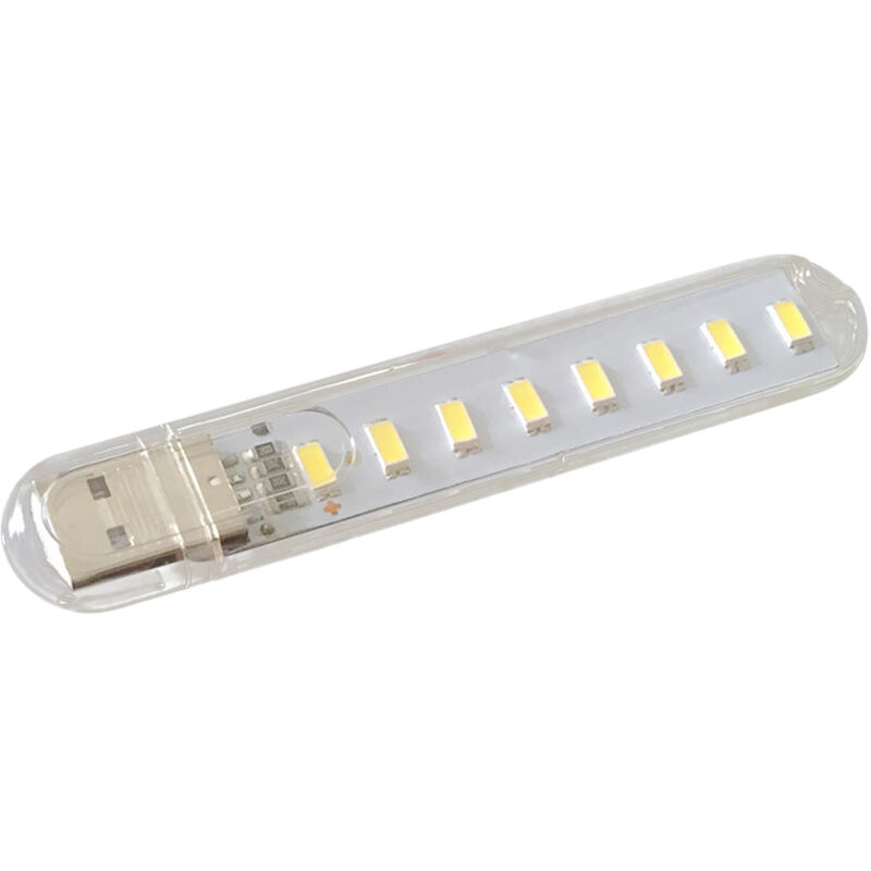 HAPPYSHOPPING 8 LED Mini lampe de lecture alimentee par USB Lumiere livre Portable Blanc pour bibliotheque d'etudiants bureau, modele: led