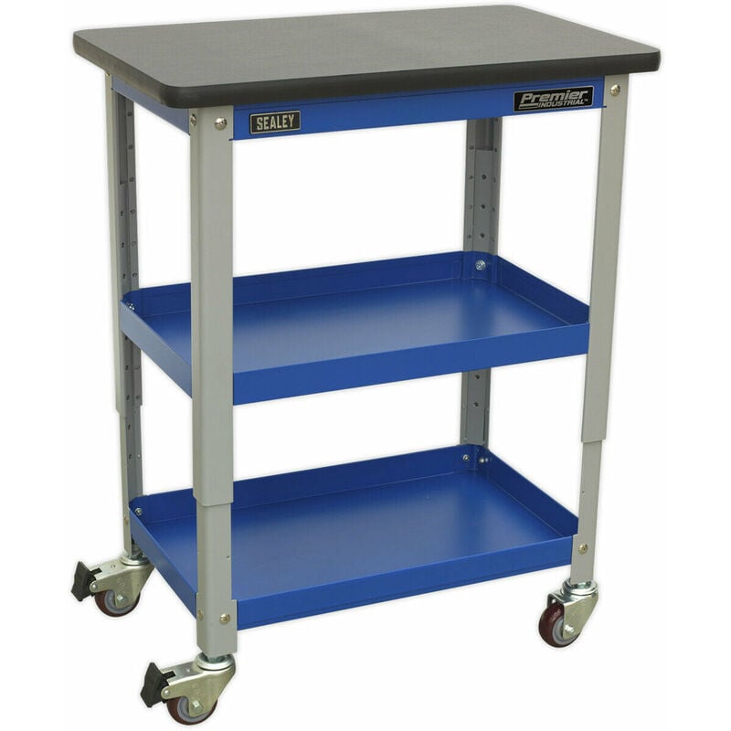 3 Level Industrial Workshop Trolley - 300kg Capacity - Adjustable Height