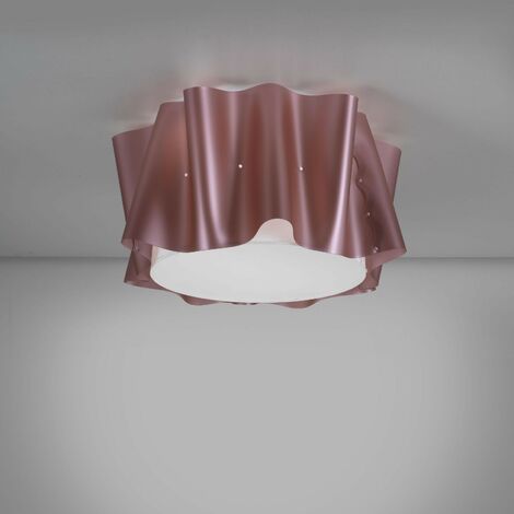 3 Lichter Rosa Metall Deckenlampe Cm. 60 x 32 Std