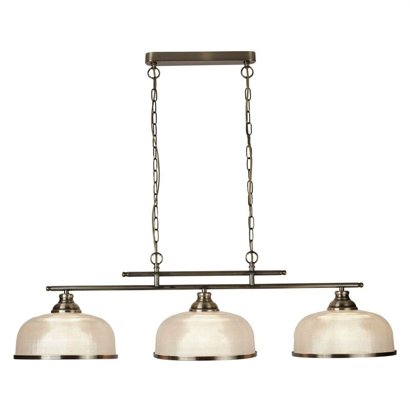 Searchlight Lighting - Searchlight Bistro - 3 Light Ceiling Pendant Bar White, Antique Brass with Glass Shades, E27