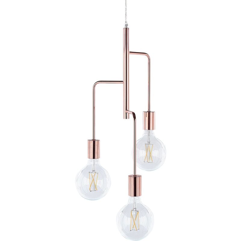 Beliani - Industrial Ceiling Pendant Lamp 3 Light Bulb Holder Loft Home Copper Bogna