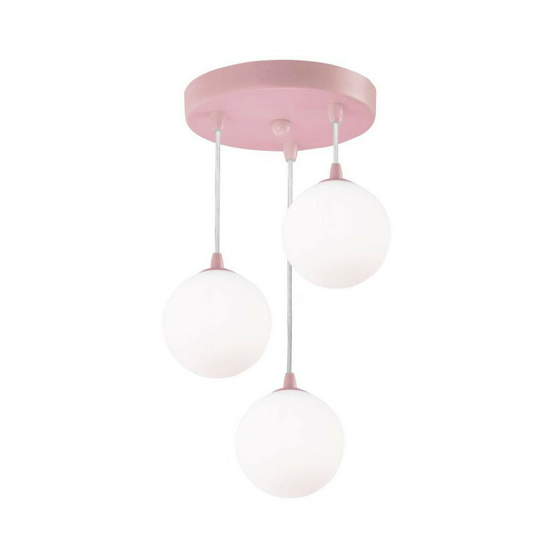 Searchlight Lighting - Searchlight Kids 3 Light Pendant, Pink With Opal Glass