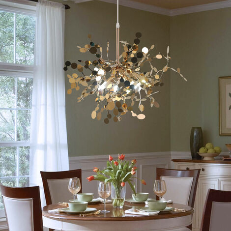 GREELUSTR 3-Light Gold Sputnik Chandelier Coin shape Pendant Light Mid Century Starburst Chandelier