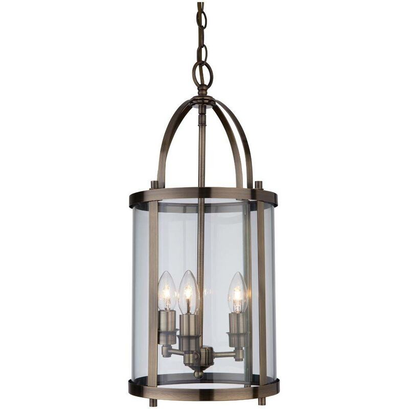 Firstlight - Imperial - 3 Light Round Ceiling Pendant Lantern Antique Brass, E14