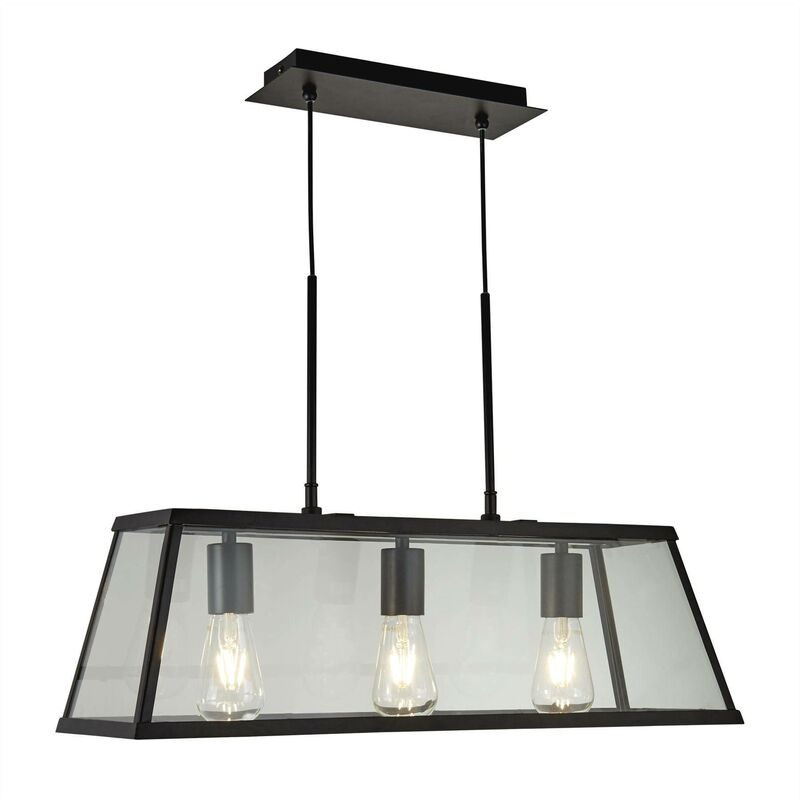 Searchlight Lighting - Searchlight Voyager - 3 Light Ceiling Pendant Bar Black, Clear, E27