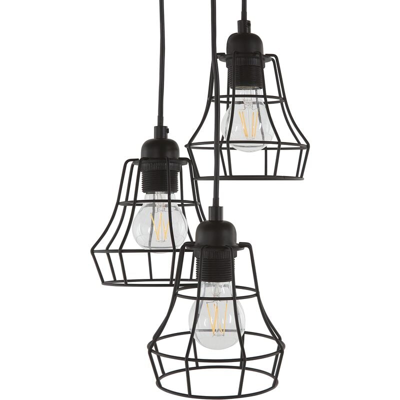 Beliani - Modern 3-Light Pendant Lamp Ceiling Lamp Cage Metal Shades Industrial Pecwan