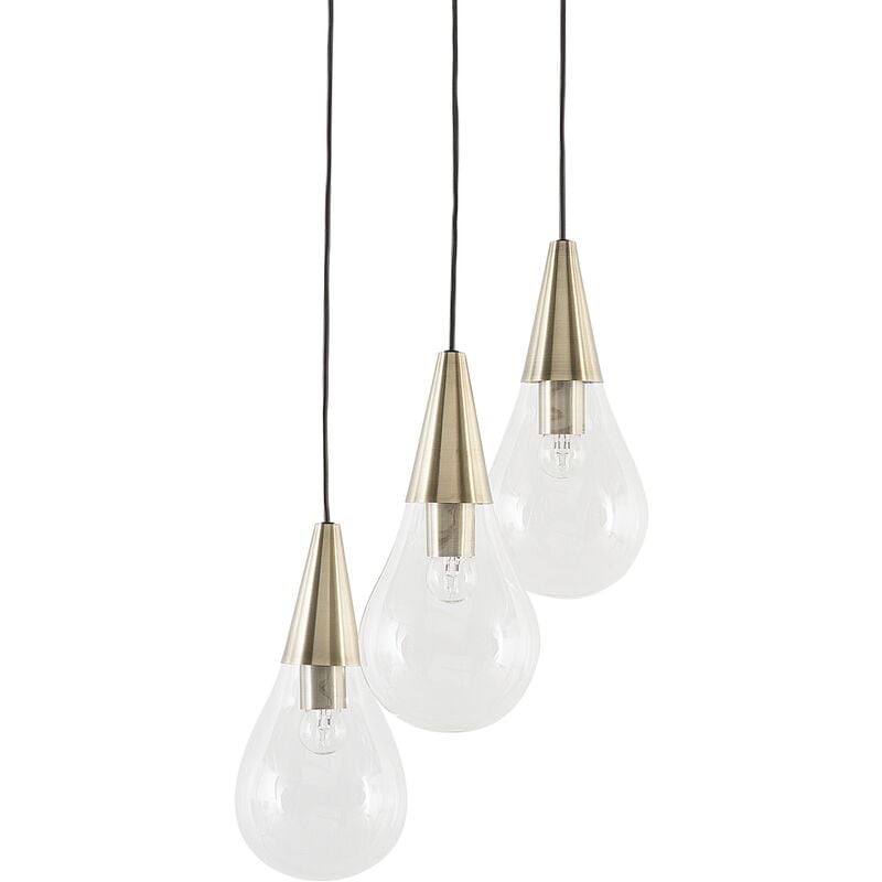 Modern Cluster Pendant Lamp 3-Light Clear Glass Kitchen Island Brass Vesle